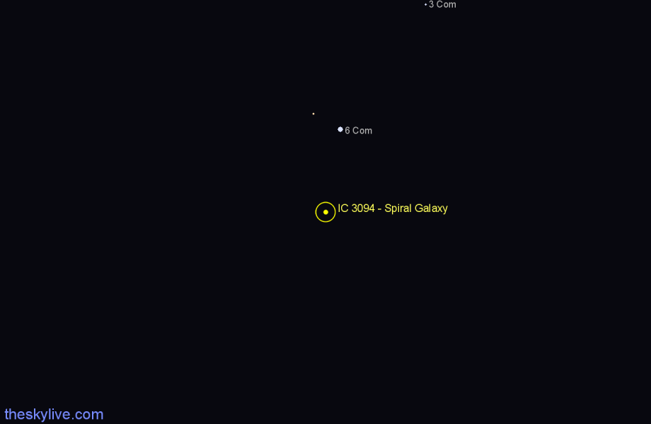 Finder chart IC 3094 - Spiral Galaxy in Coma Berenices star