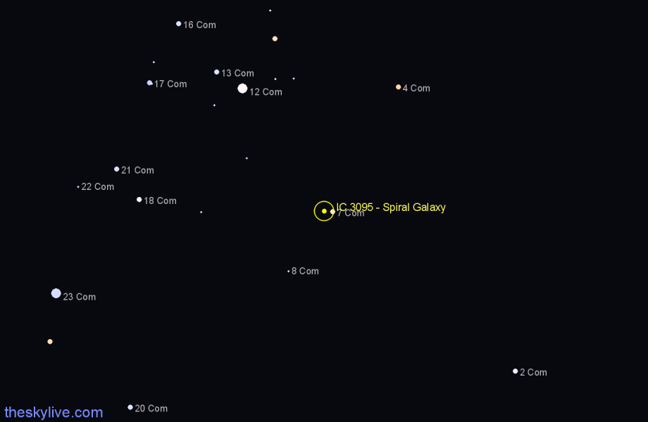 Finder chart IC 3095 - Spiral Galaxy in Coma Berenices star