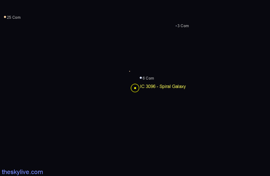 Finder chart IC 3096 - Spiral Galaxy in Coma Berenices star