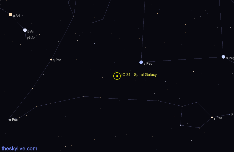 Finder chart IC 31 - Spiral Galaxy in Pisces star