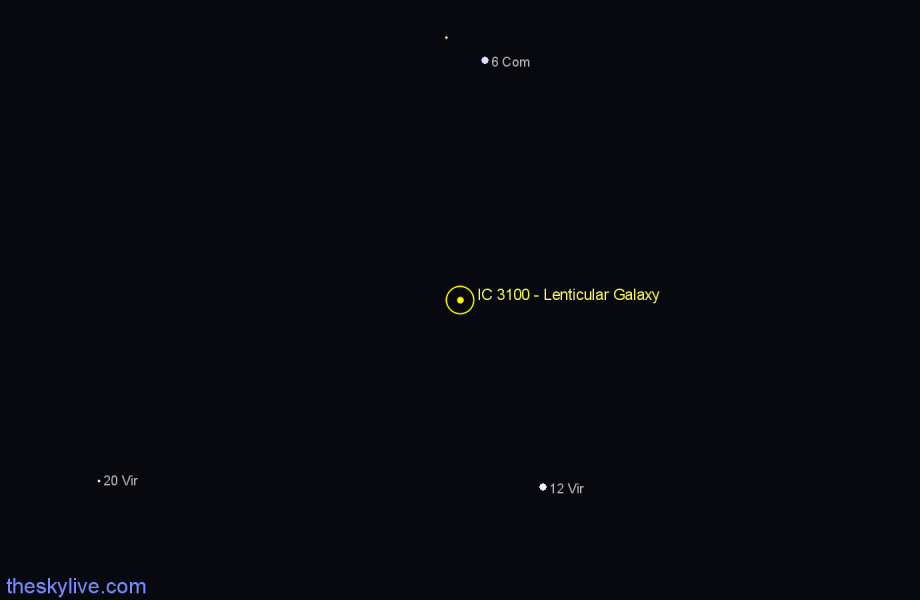 Finder chart IC 3100 - Lenticular Galaxy in Virgo star