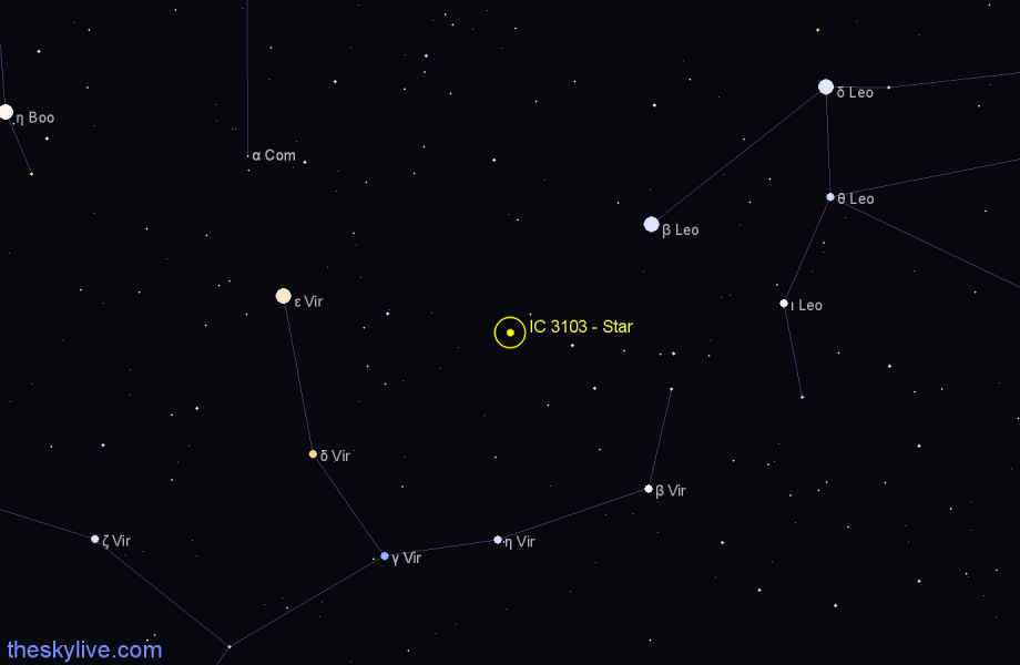 Finder chart IC 3103 - Star in Virgo star