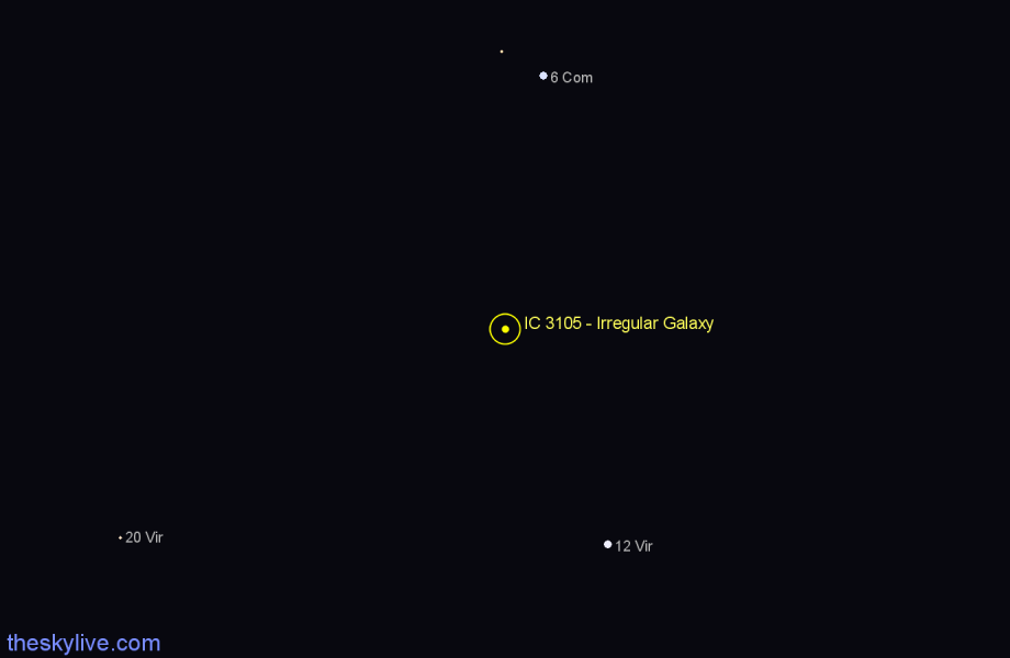 Finder chart IC 3105 - Irregular Galaxy in Virgo star