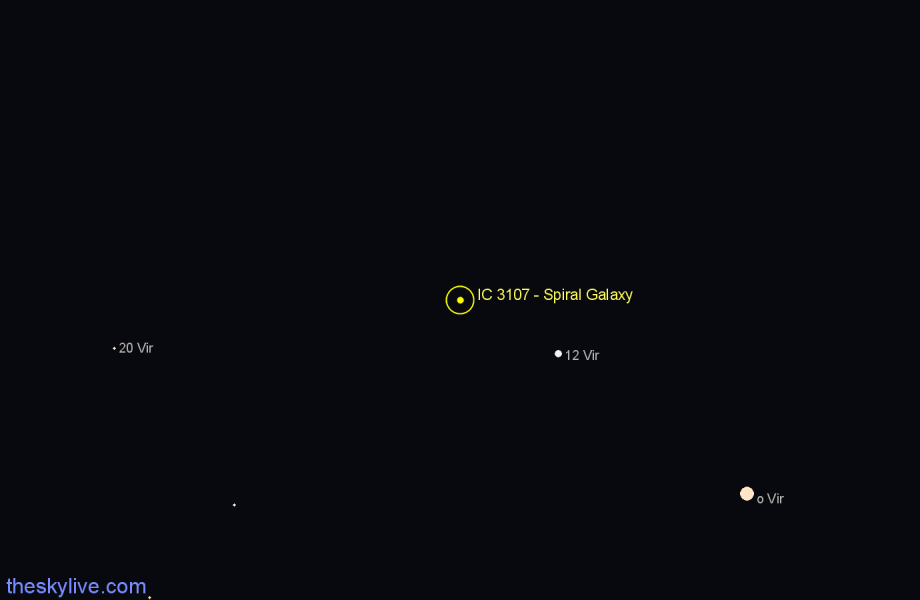 Finder chart IC 3107 - Spiral Galaxy in Virgo star