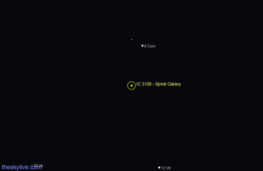 Finder chart IC 3108 - Spiral Galaxy in Virgo star