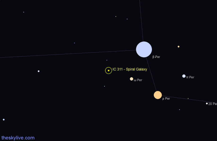 Finder chart IC 311 - Spiral Galaxy in Perseus star