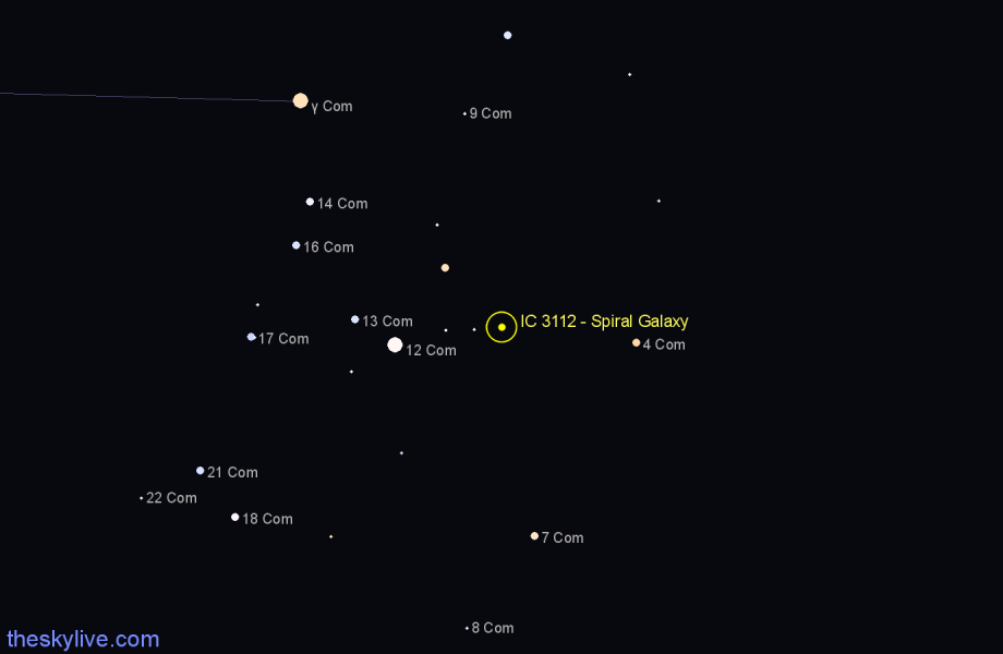 Finder chart IC 3112 - Spiral Galaxy in Coma Berenices star