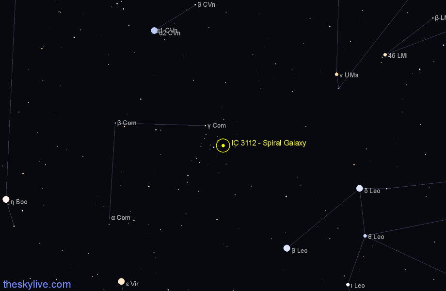 Finder chart IC 3112 - Spiral Galaxy in Coma Berenices star