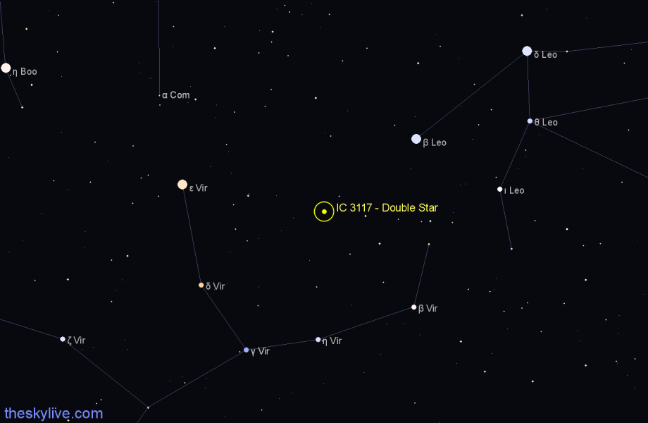 Finder chart IC 3117 - Double Star in Virgo star