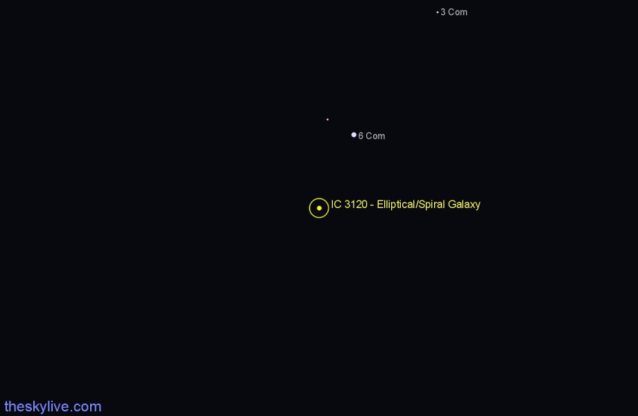 Finder chart IC 3120 - Elliptical/Spiral Galaxy in Coma Berenices star