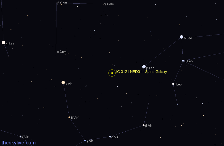 Finder chart IC 3121 NED01 - Spiral Galaxy in Virgo star