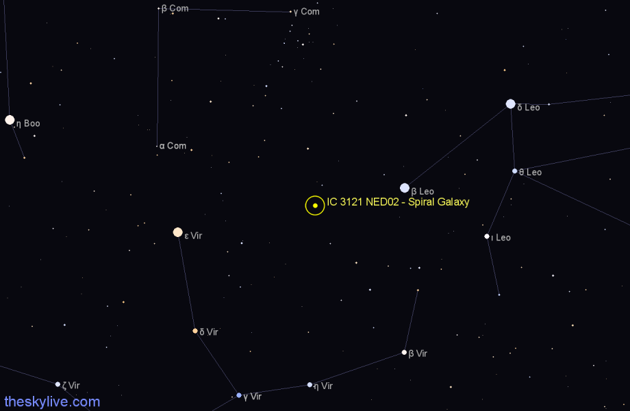 Finder chart IC 3121 NED02 - Spiral Galaxy in Virgo star