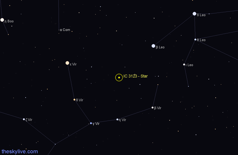 Finder chart IC 3123 - Star in Virgo star