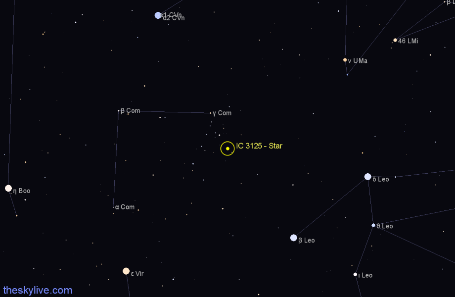 Finder chart IC 3125 - Star in Coma Berenices star