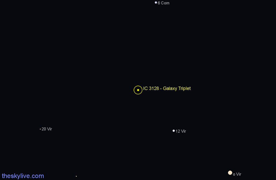 Finder chart IC 3128 - Galaxy Triplet in Virgo star