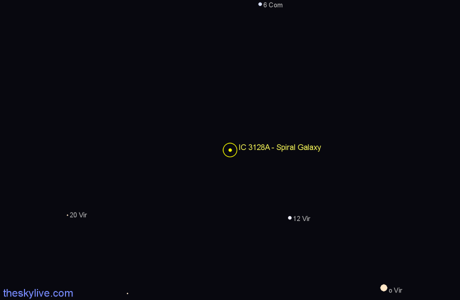 Finder chart IC 3128A - Spiral Galaxy in Virgo star