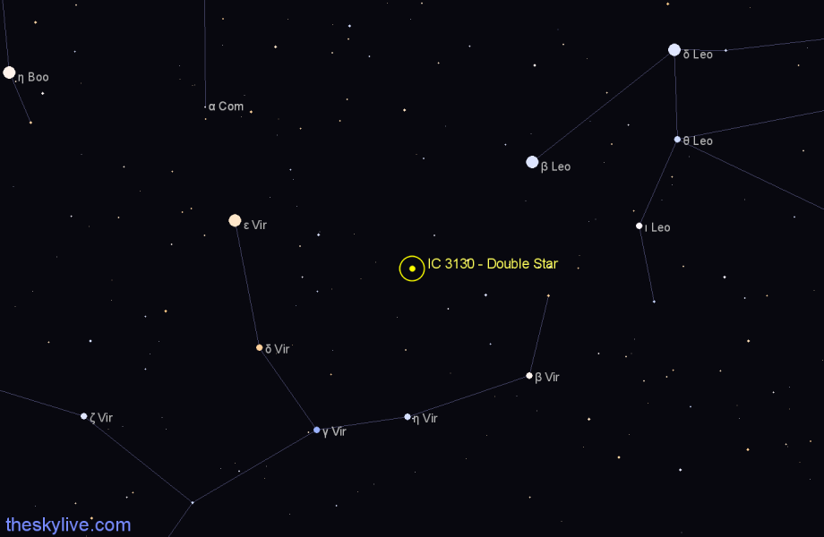 Finder chart IC 3130 - Double Star in Virgo star