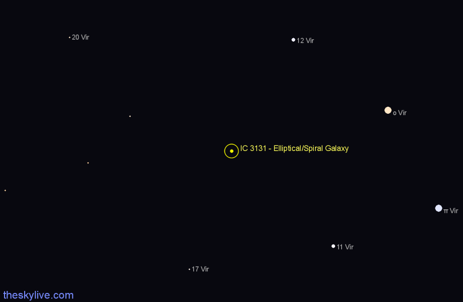 Finder chart IC 3131 - Elliptical/Spiral Galaxy in Virgo star