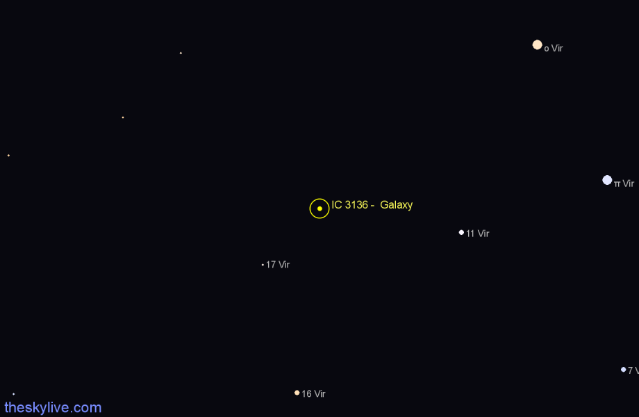 Finder chart IC 3136 -  Galaxy in Virgo star