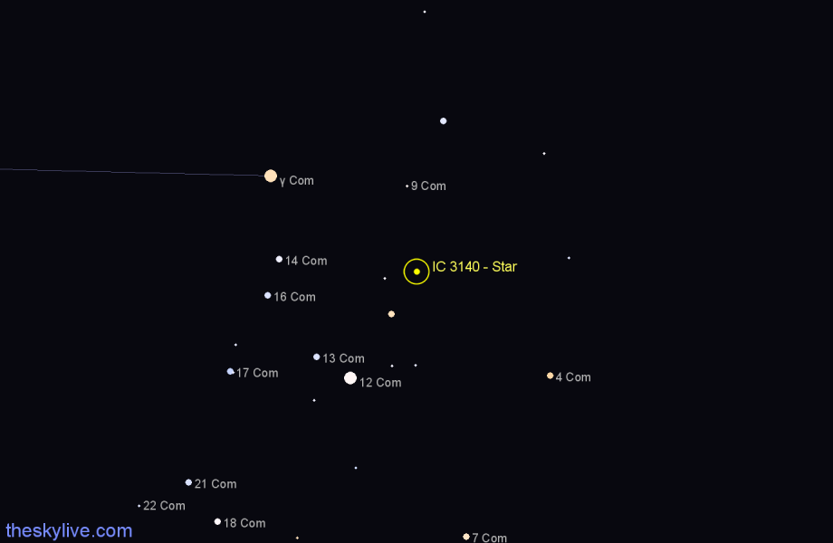 Finder chart IC 3140 - Star in Coma Berenices star