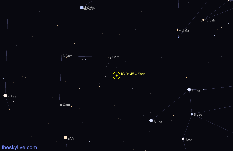 Finder chart IC 3145 - Star in Coma Berenices star