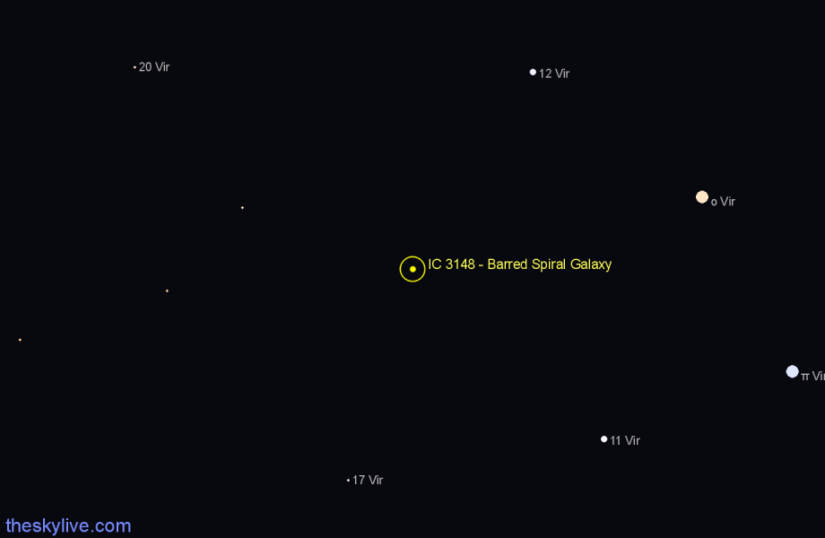 Finder chart IC 3148 - Barred Spiral Galaxy in Virgo star