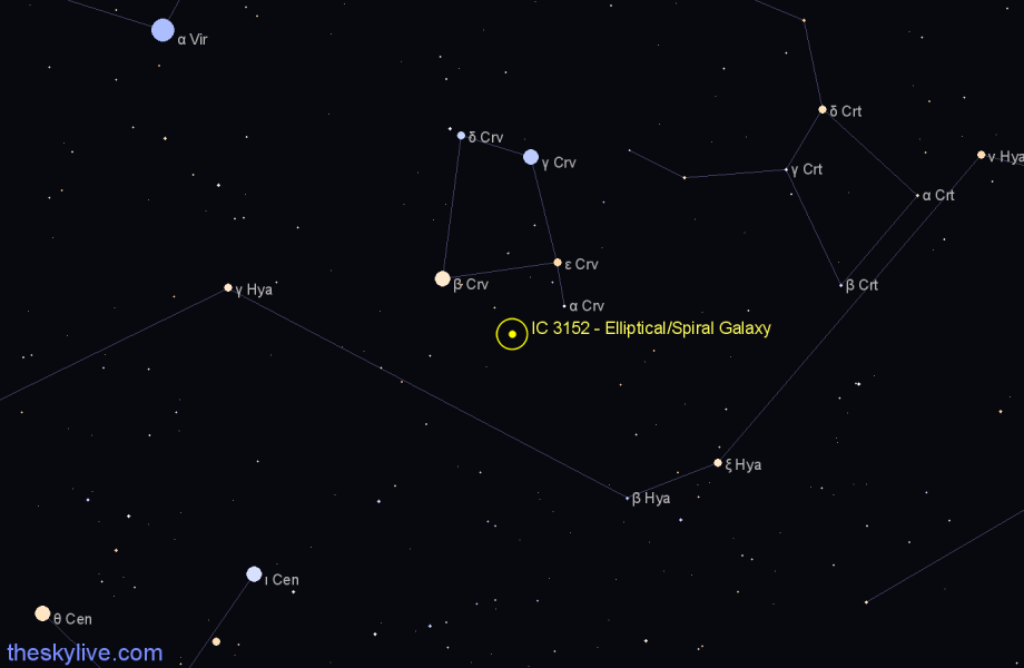 Finder chart IC 3152 - Elliptical/Spiral Galaxy in Hydra star