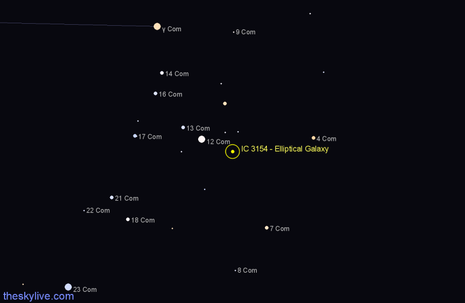 Finder chart IC 3154 - Elliptical Galaxy in Coma Berenices star