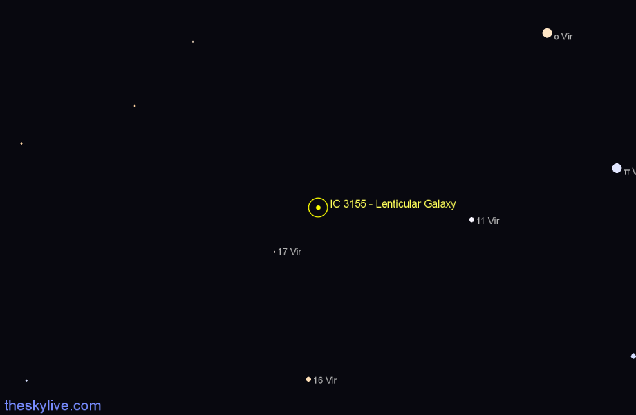 Finder chart IC 3155 - Lenticular Galaxy in Virgo star