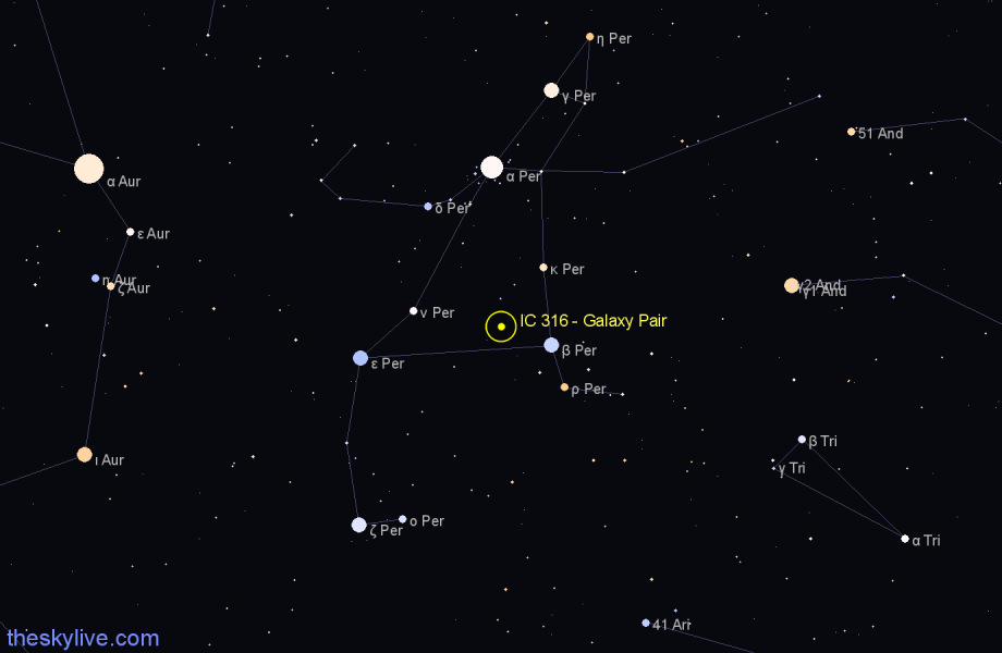 Finder chart IC 316 - Galaxy Pair in Perseus star
