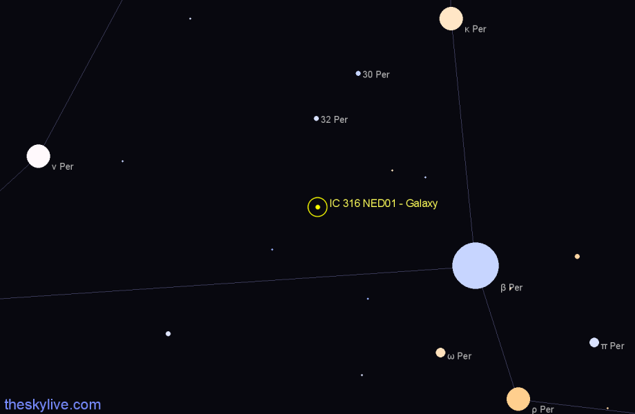 Finder chart IC 316 NED01 - Galaxy in Perseus star