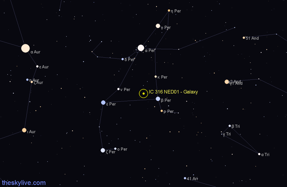 Finder chart IC 316 NED01 - Galaxy in Perseus star