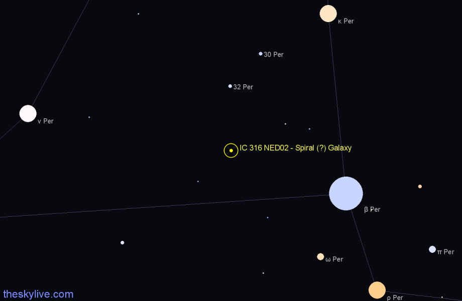 Finder chart IC 316 NED02 - Spiral (?) Galaxy in Perseus star