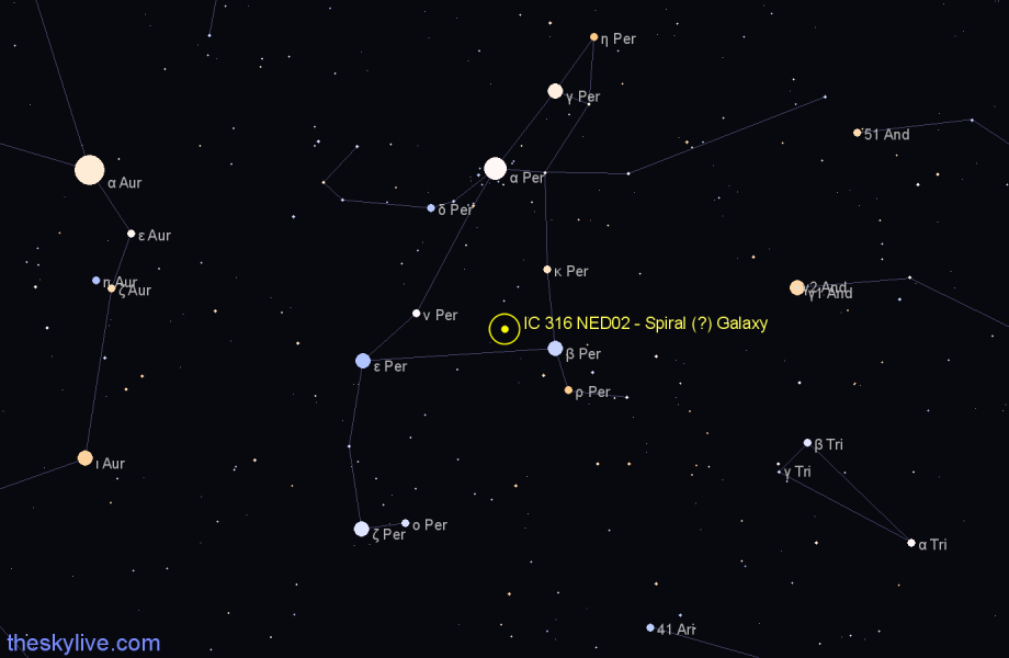 Finder chart IC 316 NED02 - Spiral (?) Galaxy in Perseus star