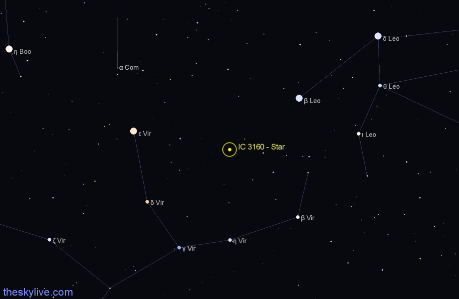 Finder chart IC 3160 - Star in Virgo star