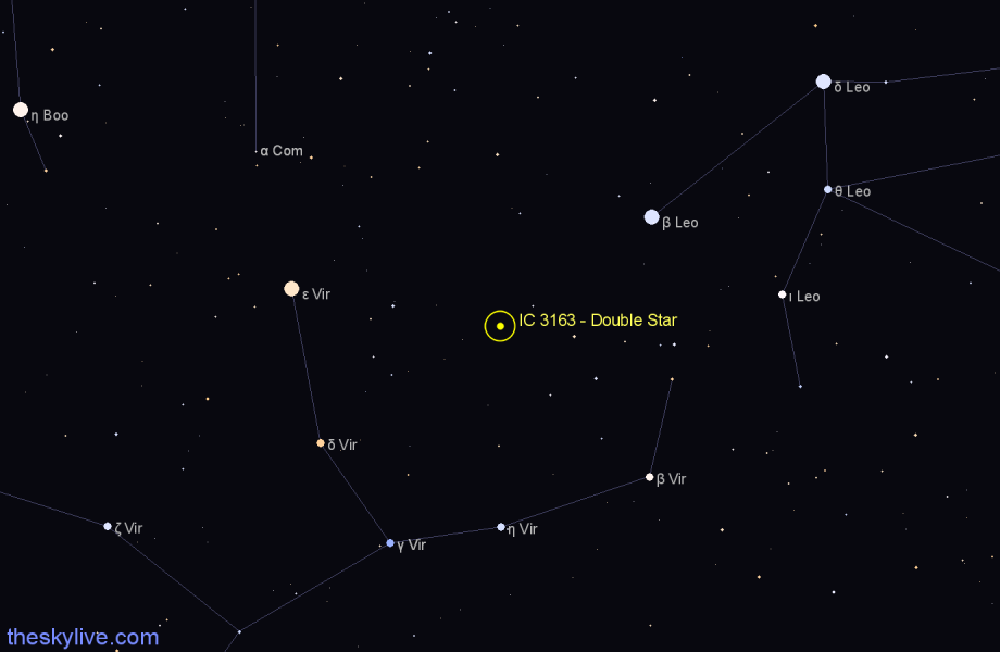 Finder chart IC 3163 - Double Star in Virgo star