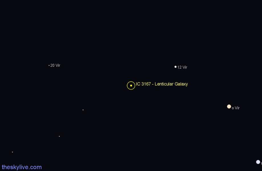 Finder chart IC 3167 - Lenticular Galaxy in Virgo star