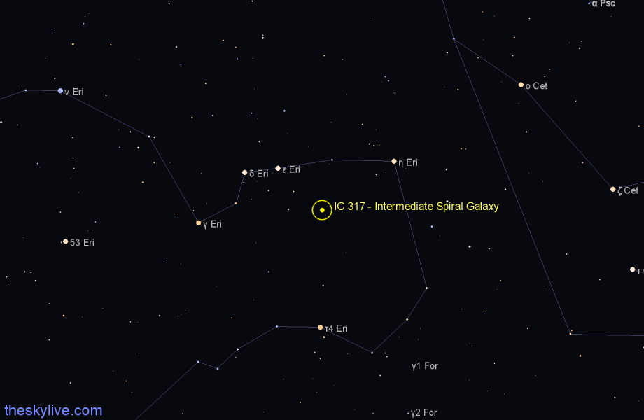 Finder chart IC 317 - Intermediate Spiral Galaxy in Eridanus star