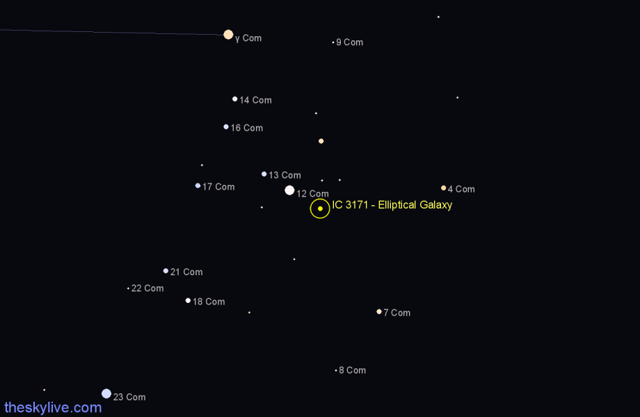 Finder chart IC 3171 - Elliptical Galaxy in Coma Berenices star