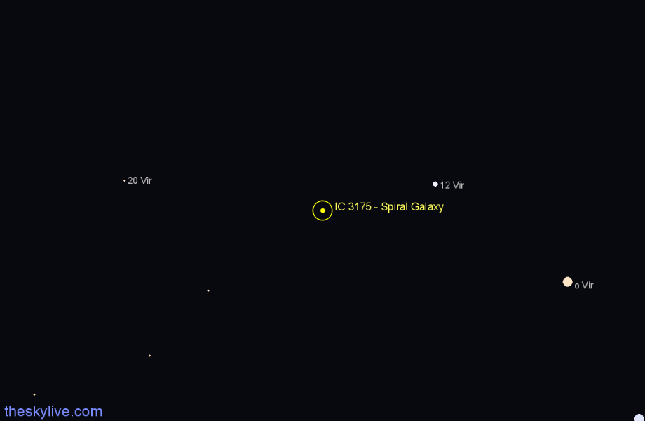 Finder chart IC 3175 - Spiral Galaxy in Virgo star