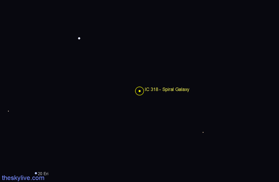 Finder chart IC 318 - Spiral Galaxy in Eridanus star