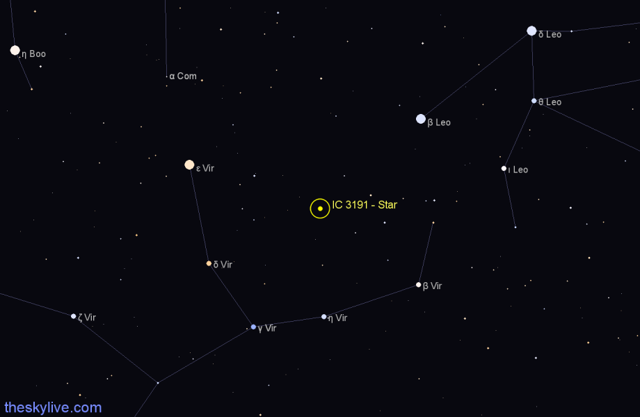 Finder chart IC 3191 - Star in Virgo star