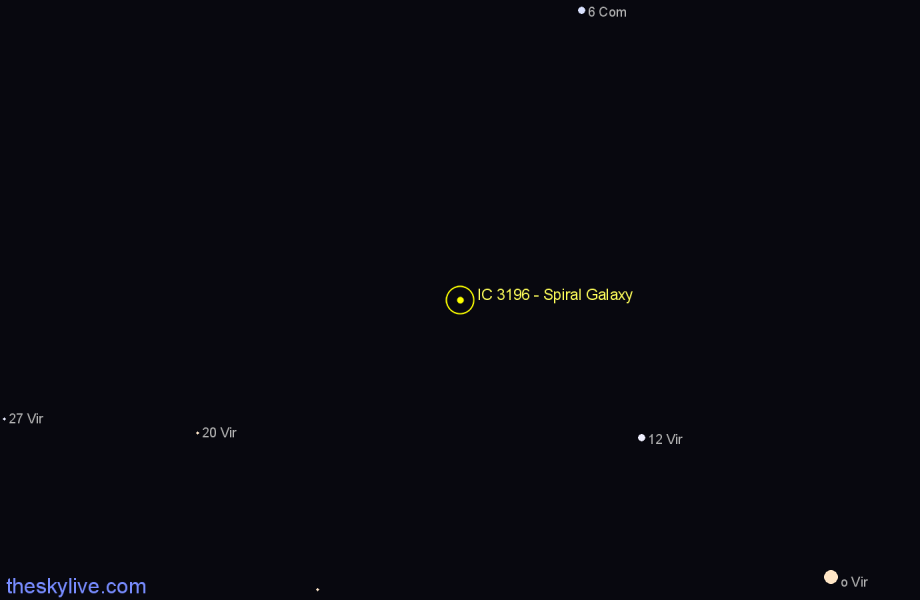 Finder chart IC 3196 - Spiral Galaxy in Virgo star