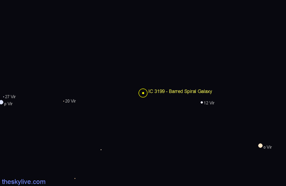 Finder chart IC 3199 - Barred Spiral Galaxy in Virgo star