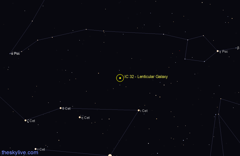 Finder chart IC 32 - Lenticular Galaxy in Cetus star