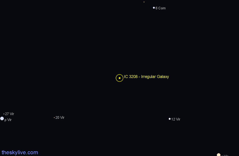 Finder chart IC 3208 - Irregular Galaxy in Virgo star