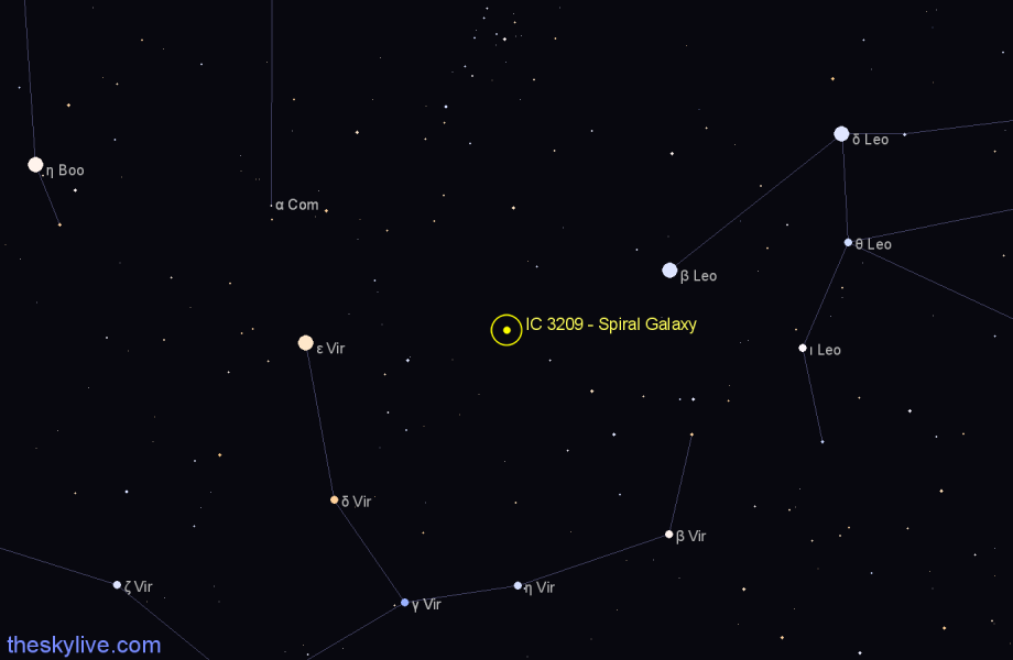 Finder chart IC 3209 - Spiral Galaxy in Virgo star