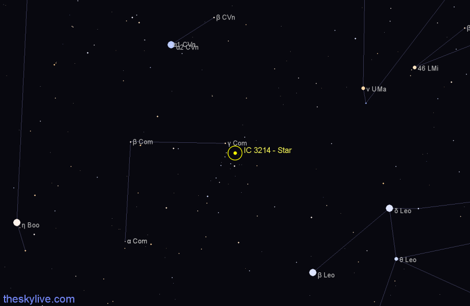 Finder chart IC 3214 - Star in Coma Berenices star