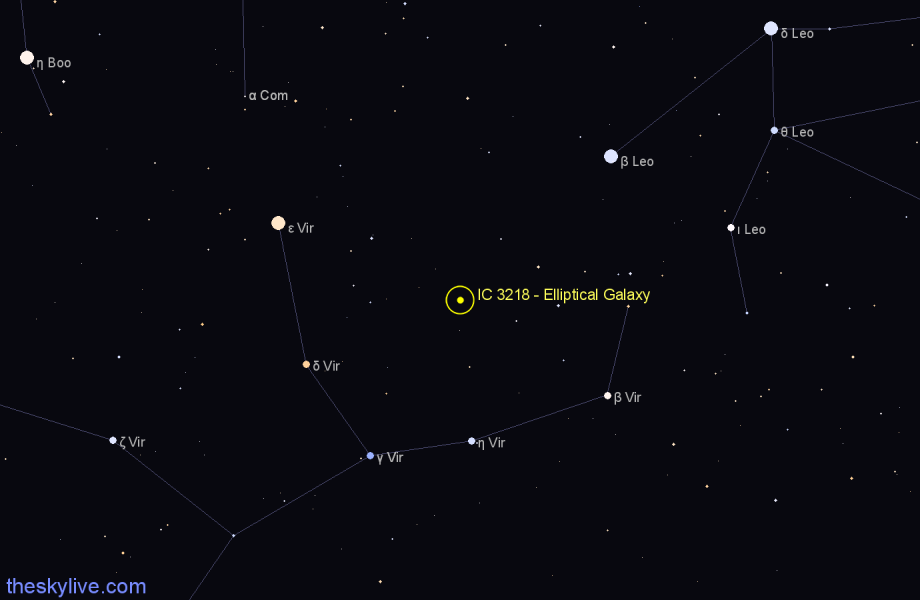 Finder chart IC 3218 - Elliptical Galaxy in Virgo star