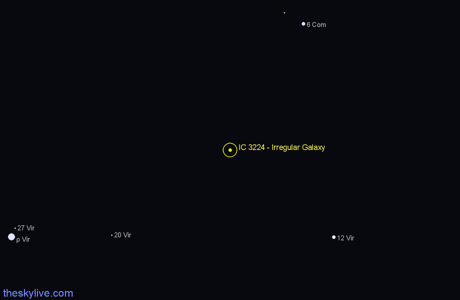 Finder chart IC 3224 - Irregular Galaxy in Virgo star